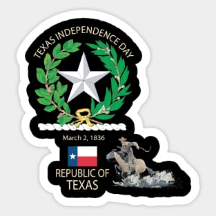 Texas Independence Day  - State Emblem  and Cowboy X 300 Sticker